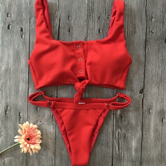 NWOT Fire Red swimsuit - Picture 4 of 5